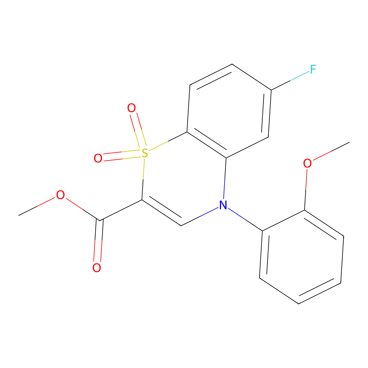methyl 6-fluoro-4-(2-methoxyphenyl)-4H-1,4-benzothiazine-2-carboxylate 1,1-dioxide molecular structure, CAS 1357703-19-5