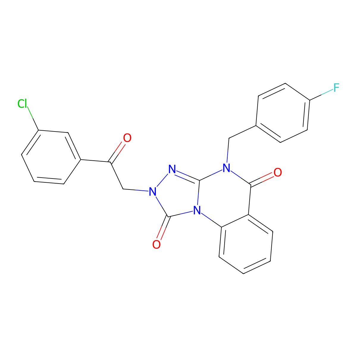 2-[2-(3-chlorophenyl)-2-oxoethyl]-4-[(4-fluorophenyl)methyl]-1H,2H,4H,5H-[1,2,4]triazolo[4,3-a]quinazoline-1,5-dione molecular structure, CAS 1357712-64-1
