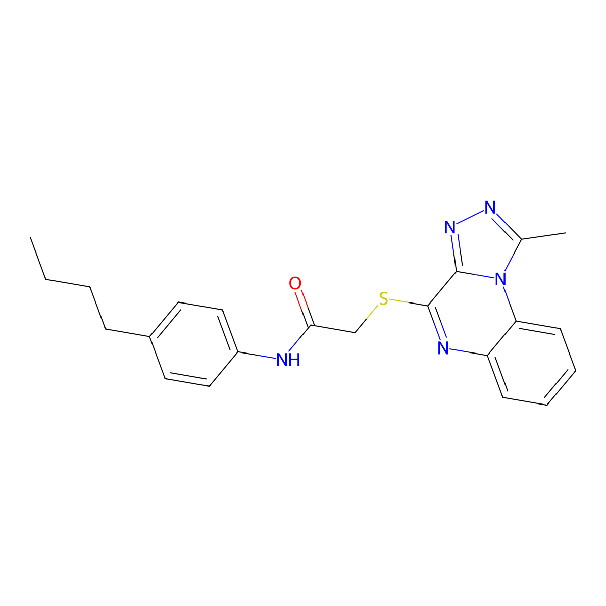 N-(4-butylphenyl)-2-((1-methyl-[1,2,4]triazolo[4,3-a]quinoxalin-4-yl)thio)acetamide molecular structure, CAS 1357718-79-6