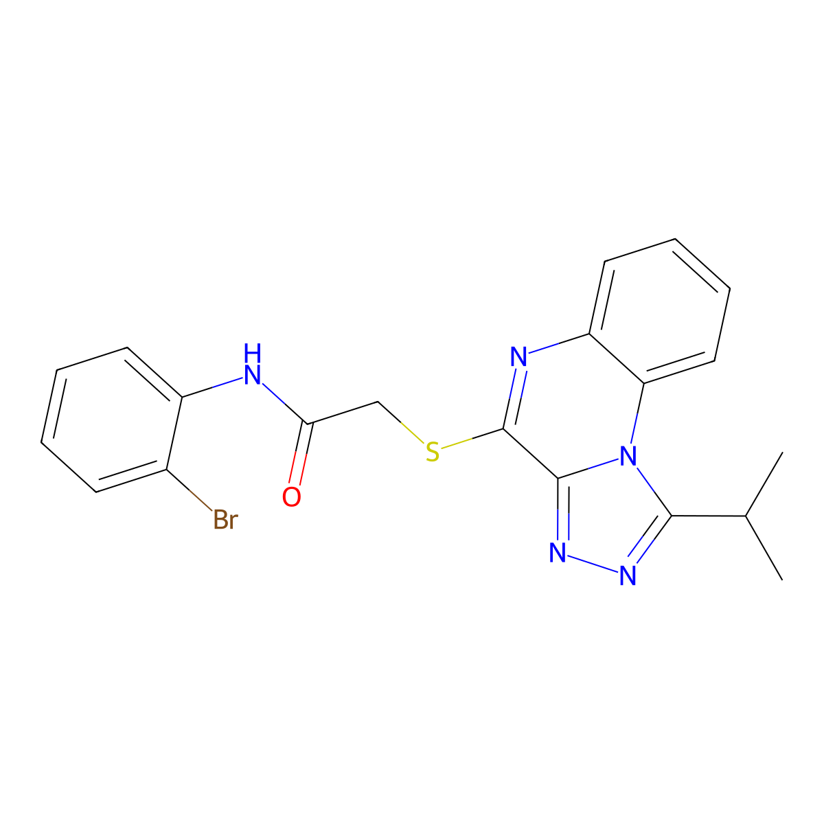 N-(2-bromophenyl)-2-{[1-(propan-2-yl)-[1,2,4]triazolo[4,3-a]quinoxalin-4-yl]sulfanyl}acetamide molecular structure, CAS 1357718-85-4