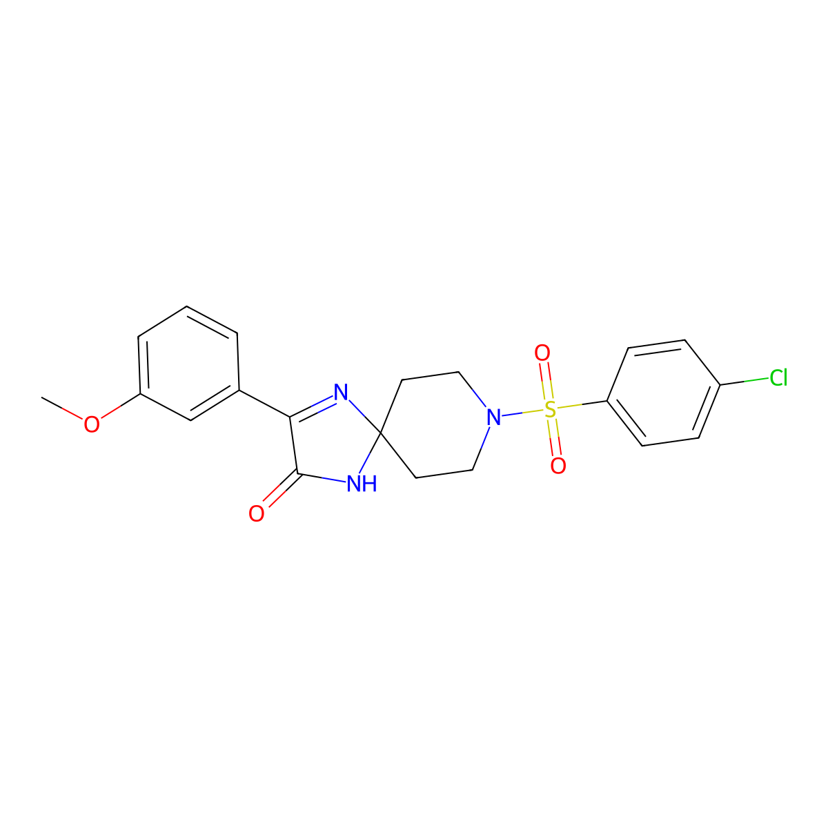 8-((4-Chlorophenyl)sulfonyl)-3-(3-methoxyphenyl)-1,4,8-triazaspiro[4.5]dec-3-en-2-one molecular structure, CAS 1357721-60-8