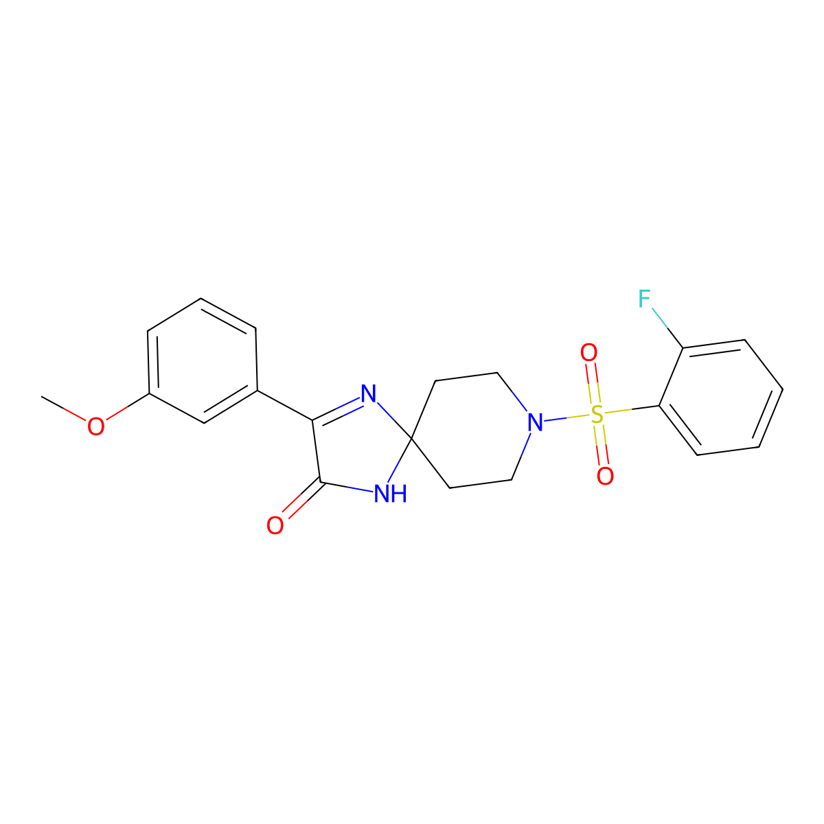 8-(2-Fluorobenzenesulfonyl)-3-(3-methoxyphenyl)-1,4,8-triazaspiro[4.5]dec-3-en-2-one molecular structure, CAS 1357721-70-0