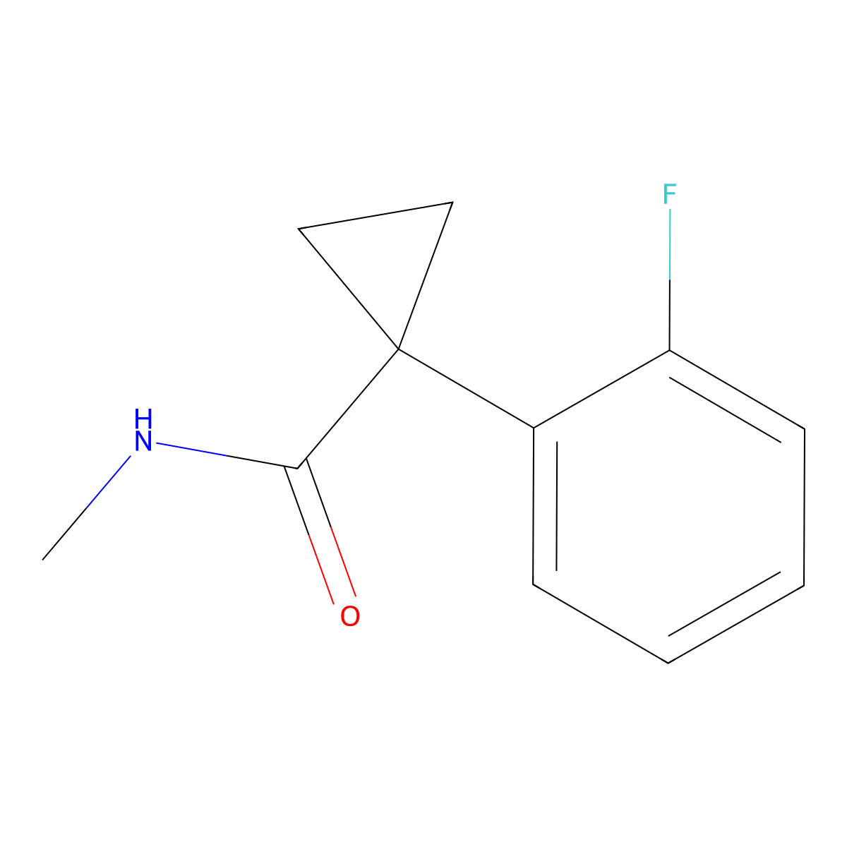 1-(2-fluorophenyl)-N-methylcyclopropane-1-carboxamide molecular structure, CAS 1357726-25-0