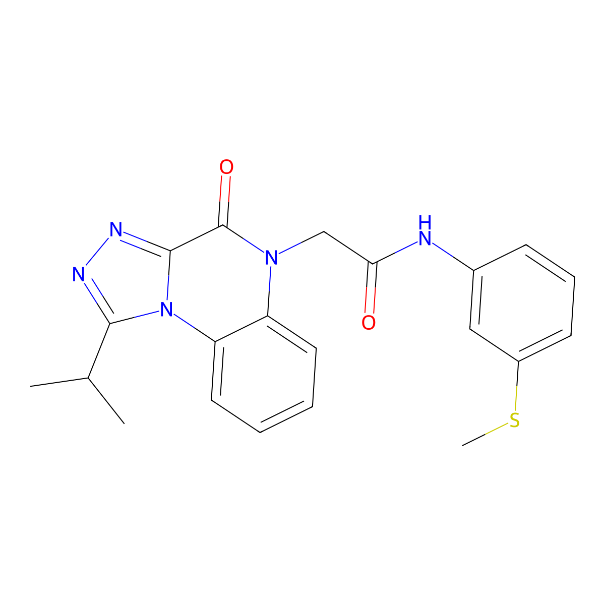 N-[3-(methylsulfanyl)phenyl]-2-[4-oxo-1-(propan-2-yl)-4H,5H-[1,2,4]triazolo[4,3-a]quinoxalin-5-yl]acetamide molecular structure, CAS 1357729-38-4