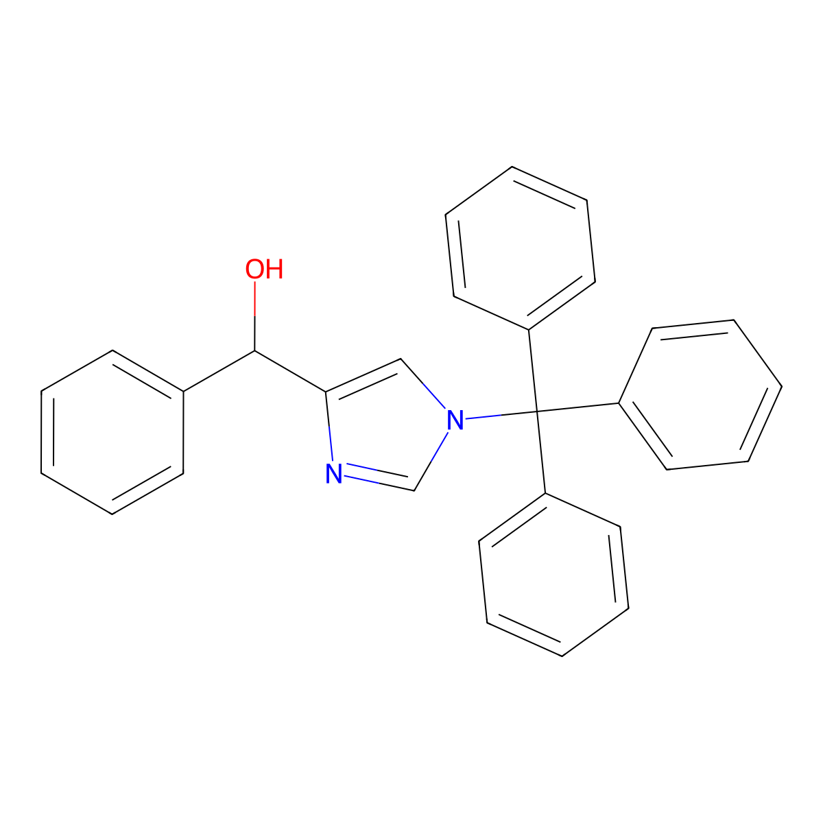 alpha-Phenyl-1-(triphenylmethyl)-1H-imidazole-4-methanol molecular structure, CAS 135773-27-2