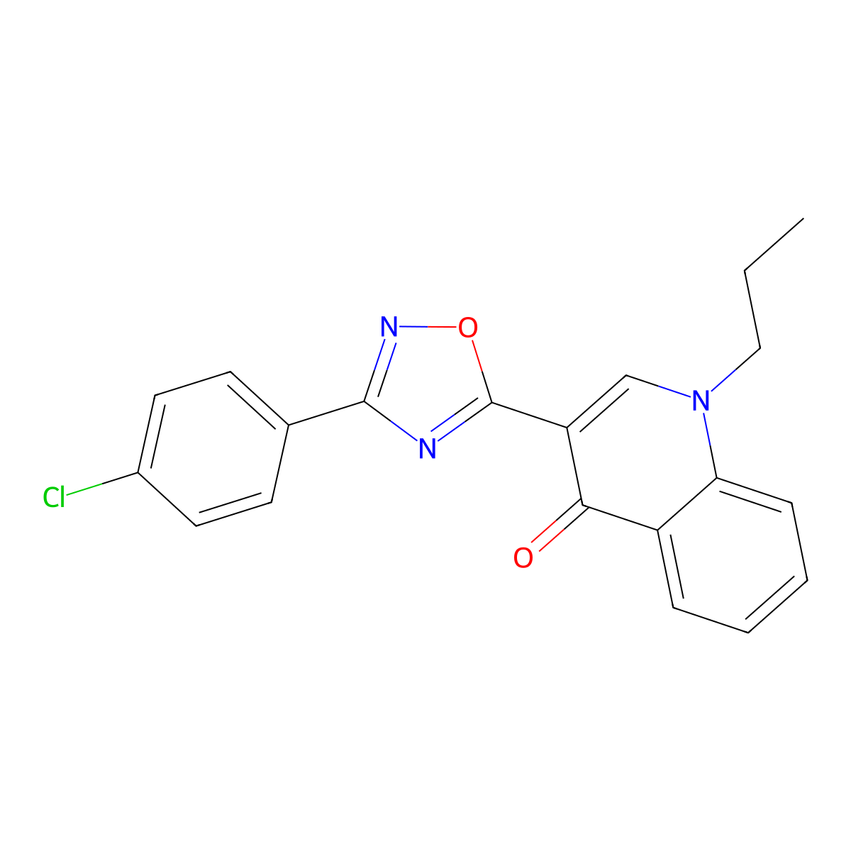 3-(3-(4-chlorophenyl)-1,2,4-oxadiazol-5-yl)-1-propylquinolin-4(1H)-one molecular structure, CAS 1357735-94-4