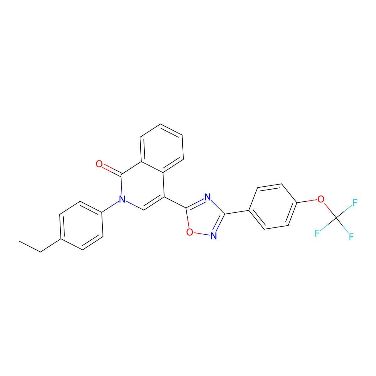 2-(4-ethylphenyl)-4-(3-(4-(trifluoromethoxy)phenyl)-1,2,4-oxadiazol-5-yl)isoquinolin-1(2H)-one molecular structure, CAS 1357738-52-3