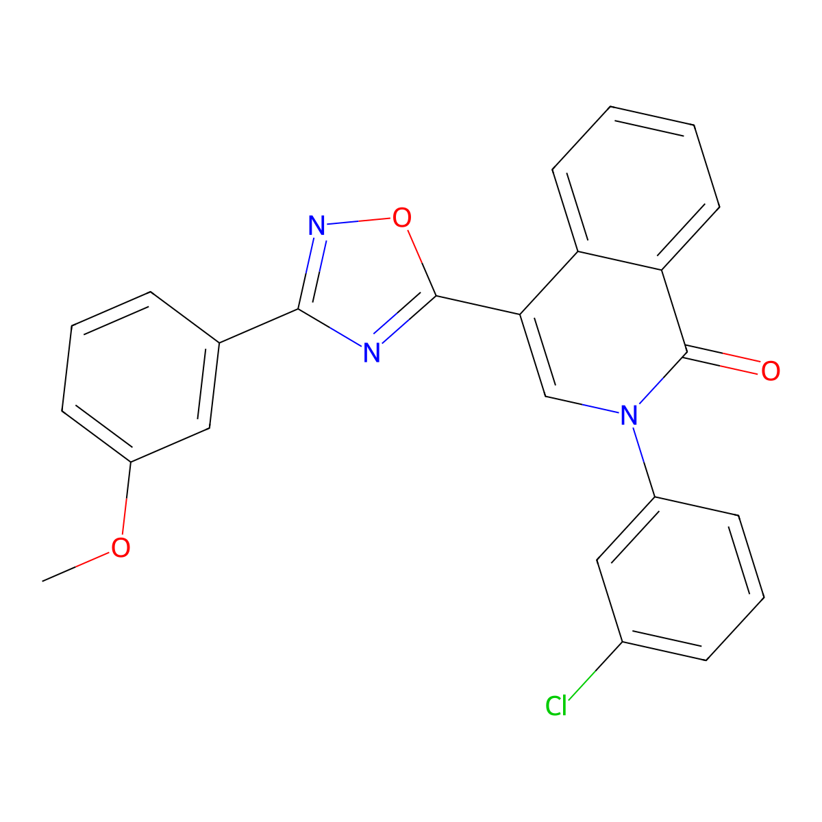 2-(3-chlorophenyl)-4-(3-(3-methoxyphenyl)-1,2,4-oxadiazol-5-yl)isoquinolin-1(2H)-one molecular structure, CAS 1357738-95-4