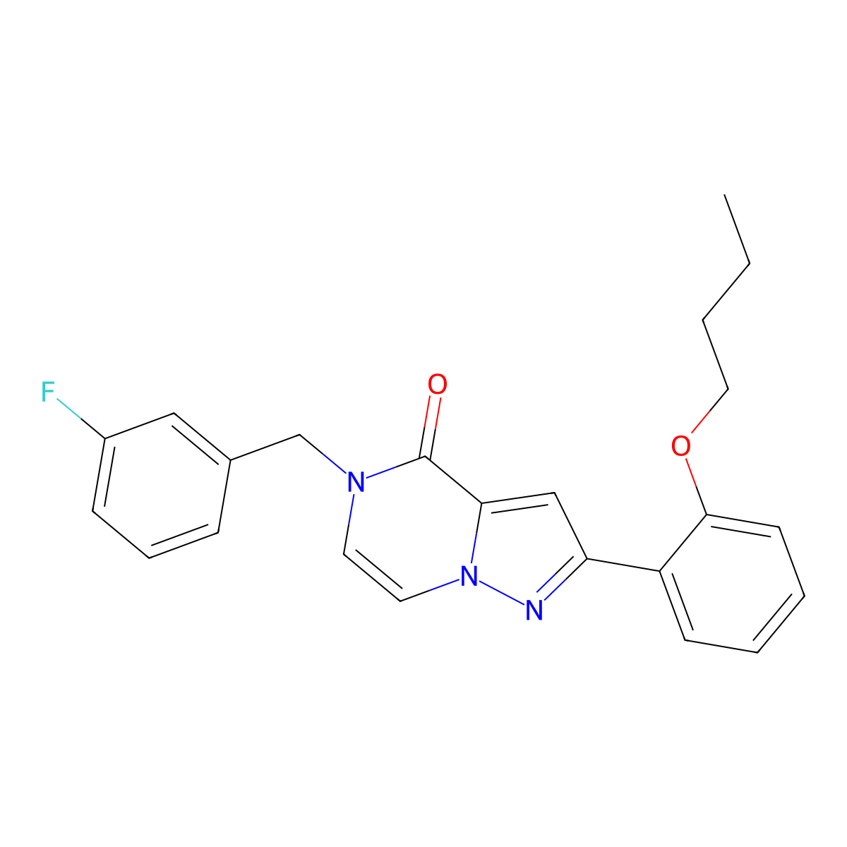 2-(2-butoxyphenyl)-5-(3-fluorobenzyl)pyrazolo[1,5-a]pyrazin-4(5H)-one molecular structure, CAS 1357740-70-5