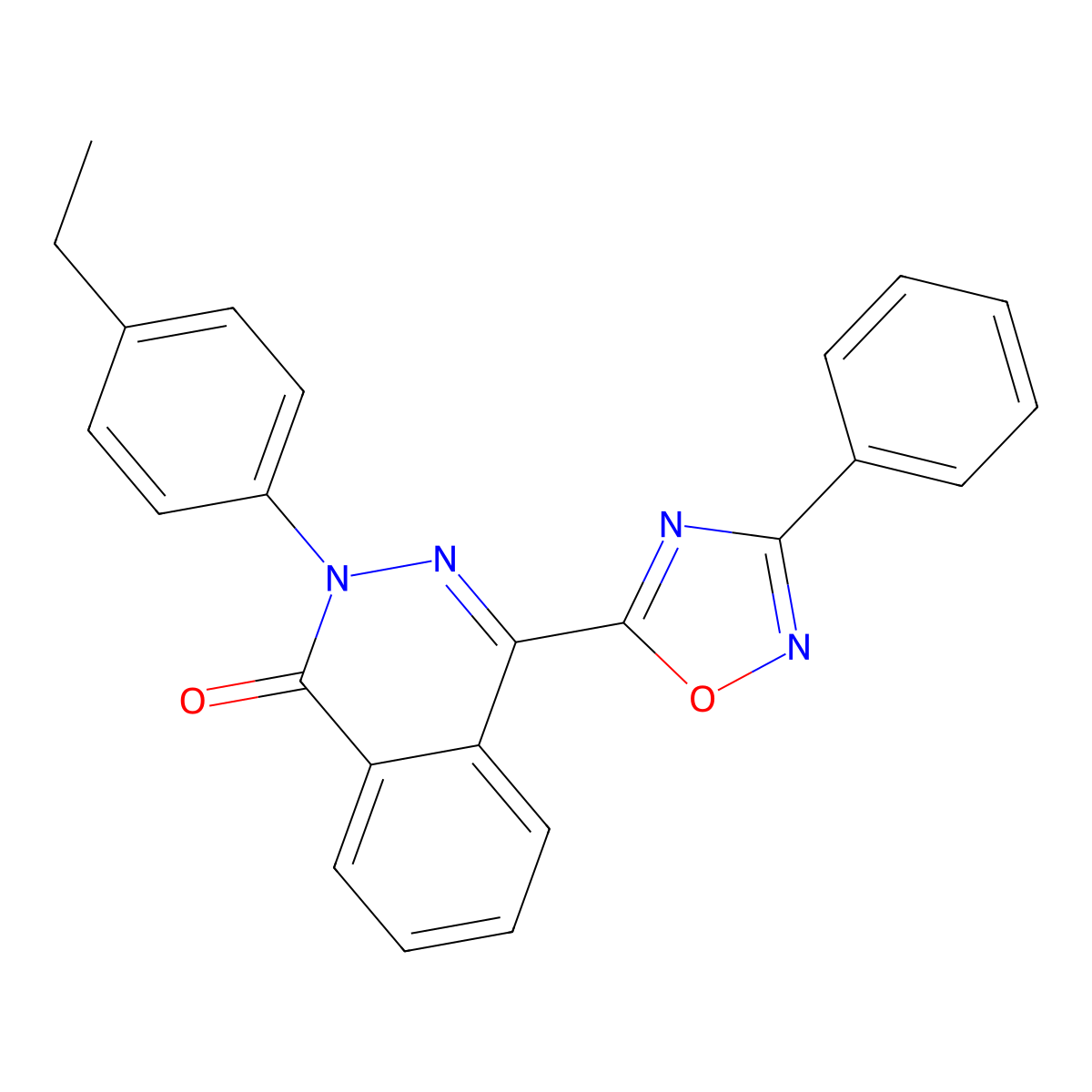 2-(4-ethylphenyl)-4-(3-phenyl-1,2,4-oxadiazol-5-yl)phthalazin-1(2H)-one molecular structure, CAS 1357741-14-0