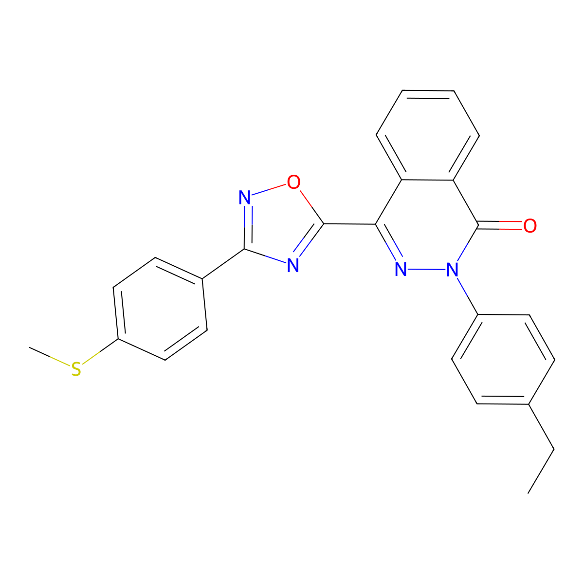 2-(4-ethylphenyl)-4-(3-(4-(methylthio)phenyl)-1,2,4-oxadiazol-5-yl)phthalazin-1(2H)-one molecular structure, CAS 1357741-25-3