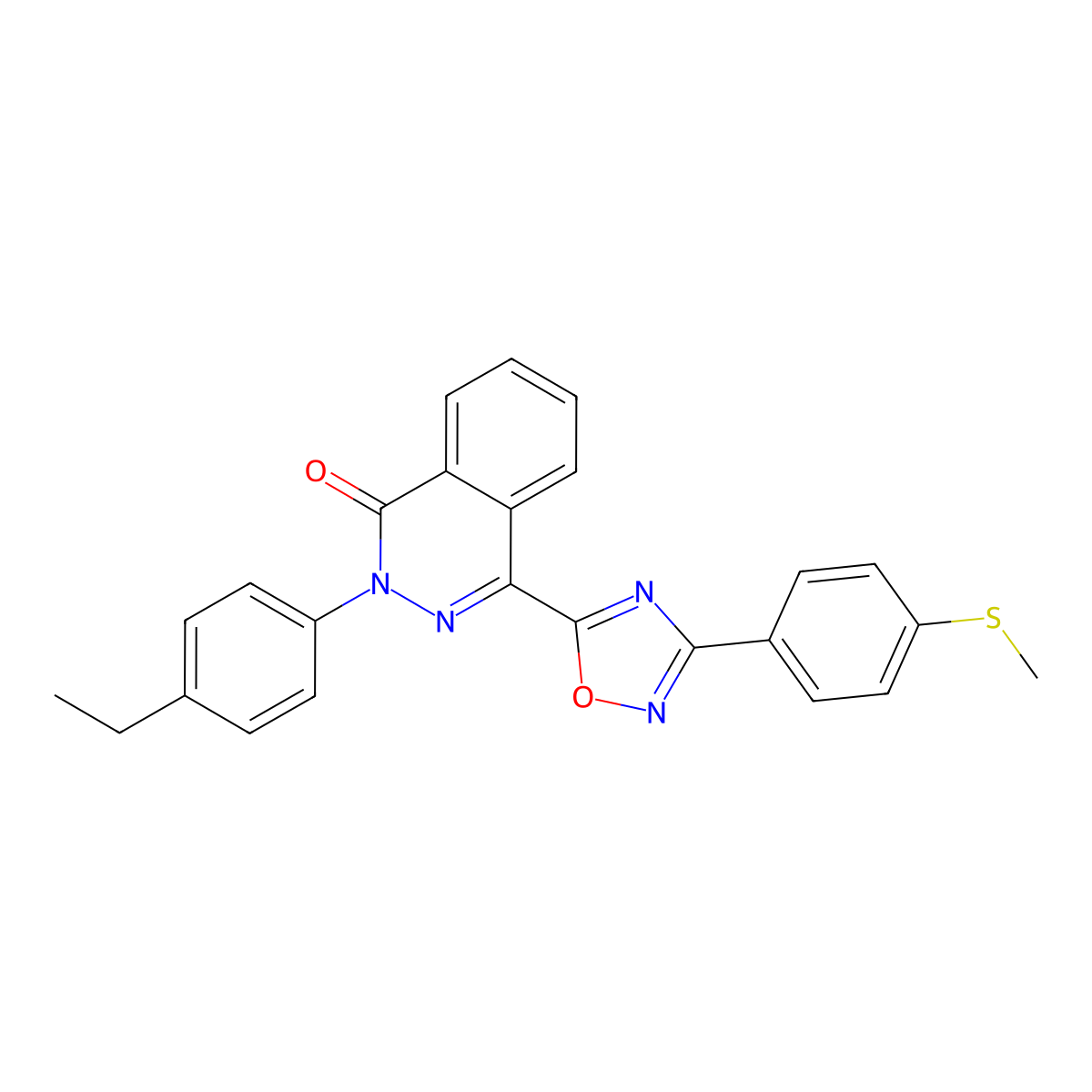 2-(4-ethylphenyl)-4-(3-(4-(methylthio)phenyl)-1,2,4-oxadiazol-5-yl)phthalazin-1(2H)-one molecular structure, CAS 1357741-25-3