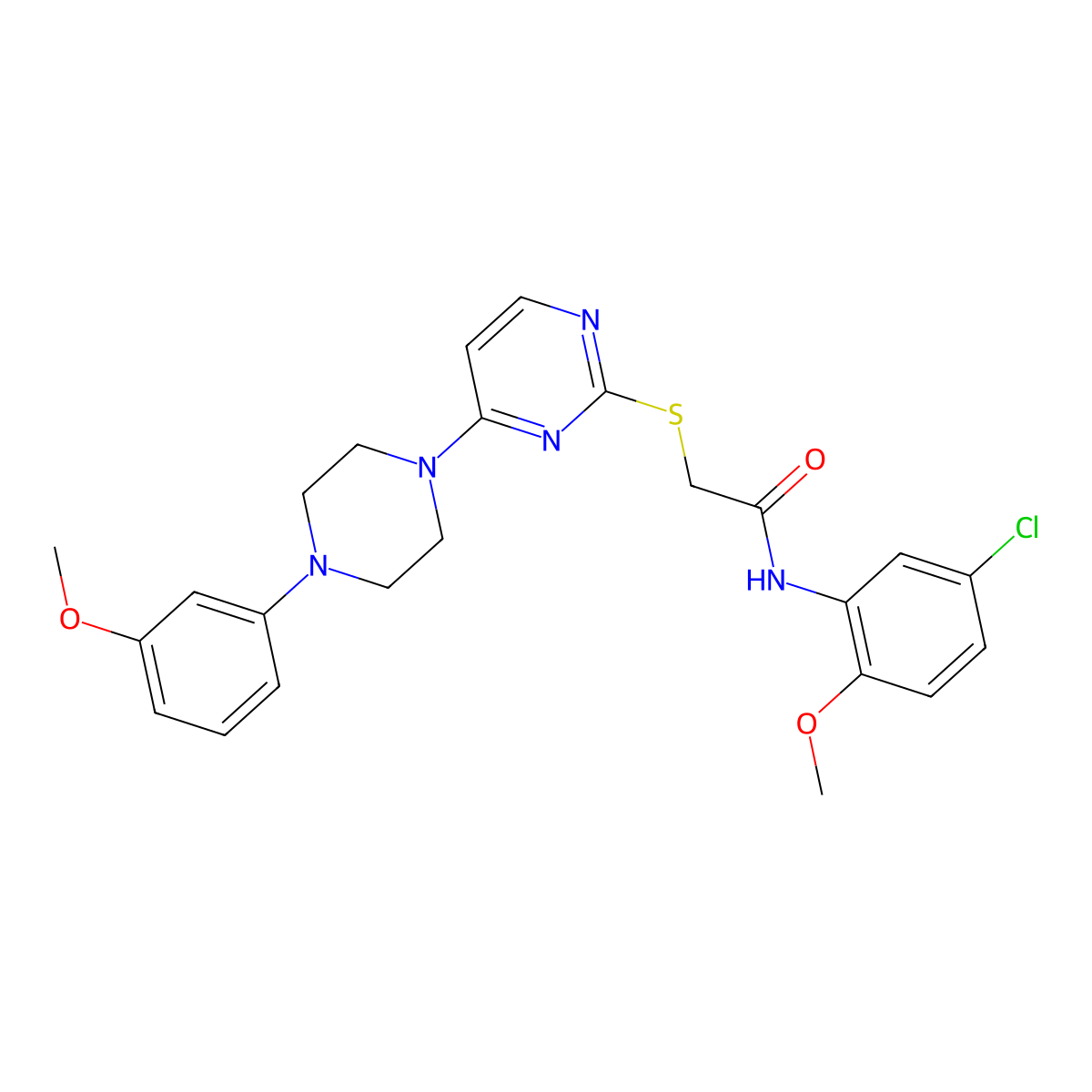 N-(5-Chloro-2-methoxyphenyl)-2-({4-[4-(3-methoxyphenyl)piperazin-1-YL]pyrimidin-2-YL}sulfanyl)acetamide molecular structure, CAS 1357745-49-3