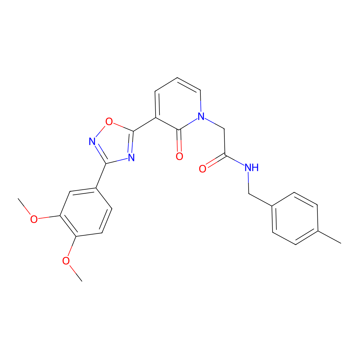 2-(3-(3-(3,4-dimethoxyphenyl)-1,2,4-oxadiazol-5-yl)-2-oxopyridin-1(2H)-yl)-N-(4-methylbenzyl)acetamide molecular structure, CAS 1357746-64-5