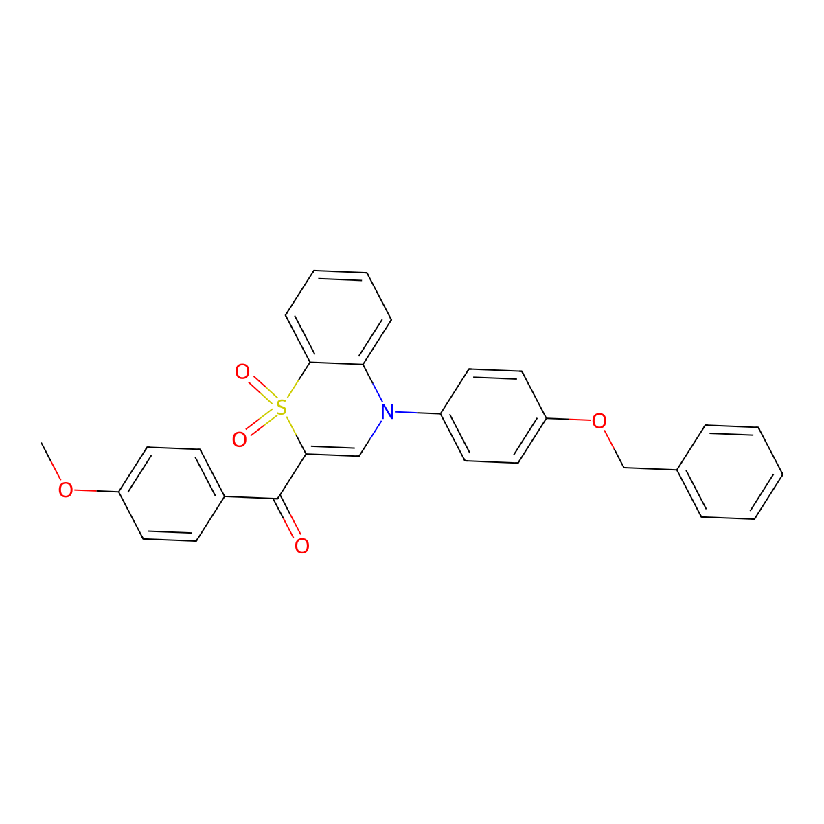 {4-[4-(benzyloxy)phenyl]-1,1-dioxido-4H-1,4-benzothiazin-2-yl}(4-methoxyphenyl)methanone molecular structure, CAS 1357748-50-5