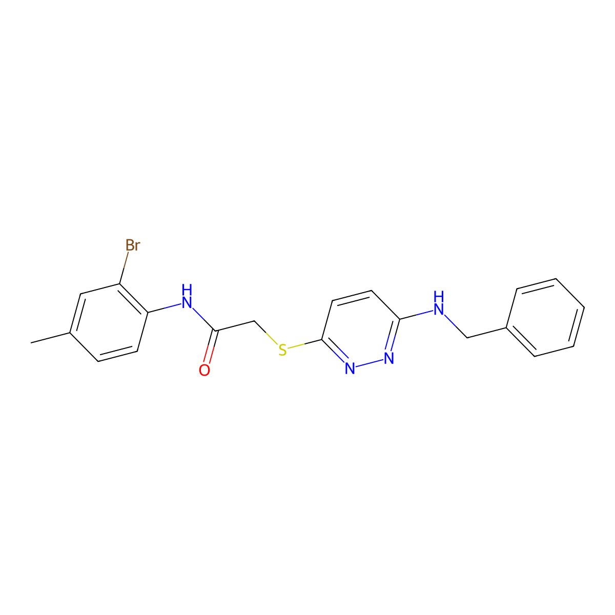 2-{[6-(Benzylamino)pyridazin-3-YL]sulfanyl}-N-(2-bromo-4-methylphenyl)acetamide molecular structure, CAS 1357749-58-6