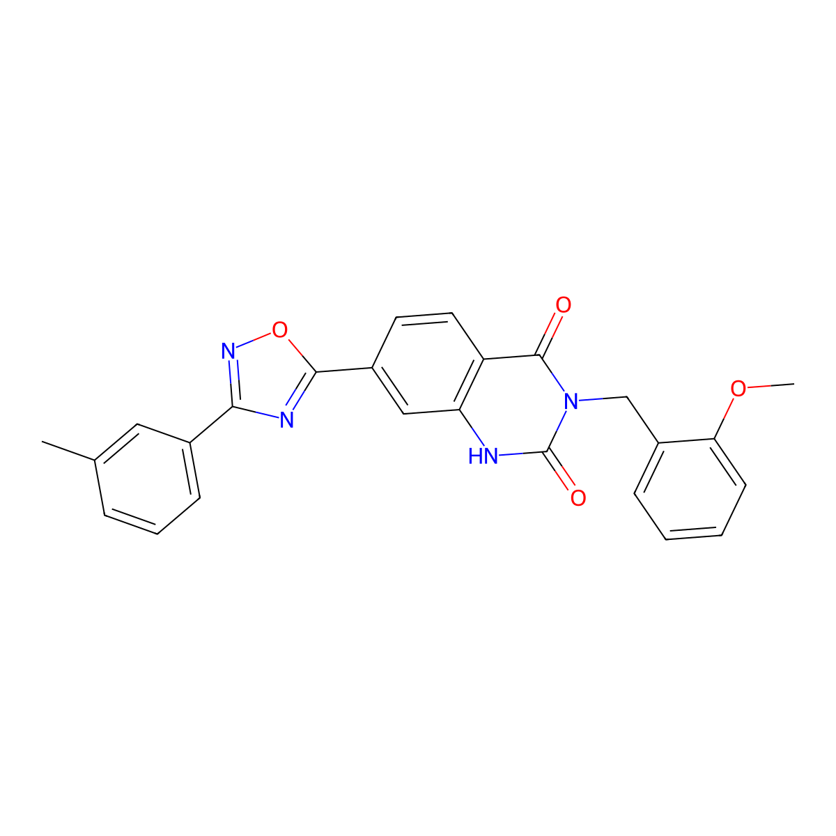 3-(2-methoxybenzyl)-7-(3-(m-tolyl)-1,2,4-oxadiazol-5-yl)quinazoline-2,4(1H,3H)-dione molecular structure, CAS 1357751-63-3