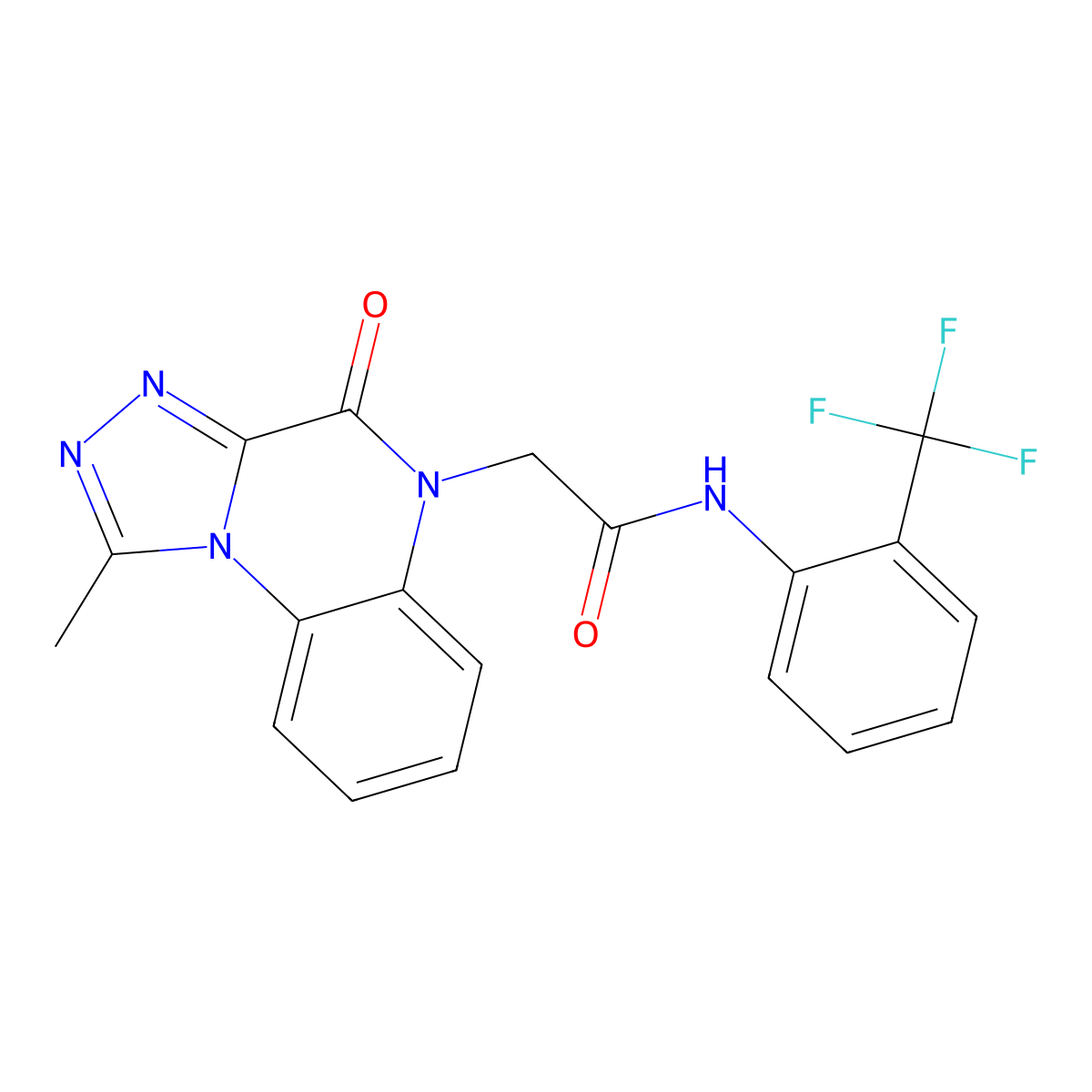 2-(1-methyl-4-oxo-[1,2,4]triazolo[4,3-a]quinoxalin-5(4H)-yl)-N-(2-(trifluoromethyl)phenyl)acetamide molecular structure, CAS 1357751-72-4