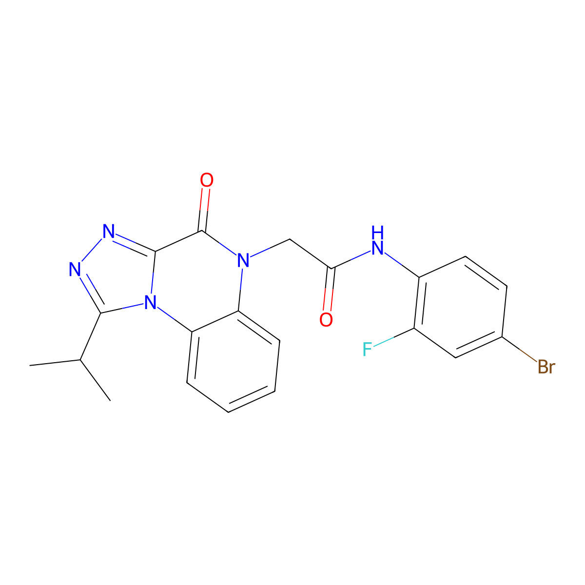 N-(4-bromo-2-fluorophenyl)-2-(1-isopropyl-4-oxo-[1,2,4]triazolo[4,3-a]quinoxalin-5(4H)-yl)acetamide molecular structure, CAS 1357751-82-6