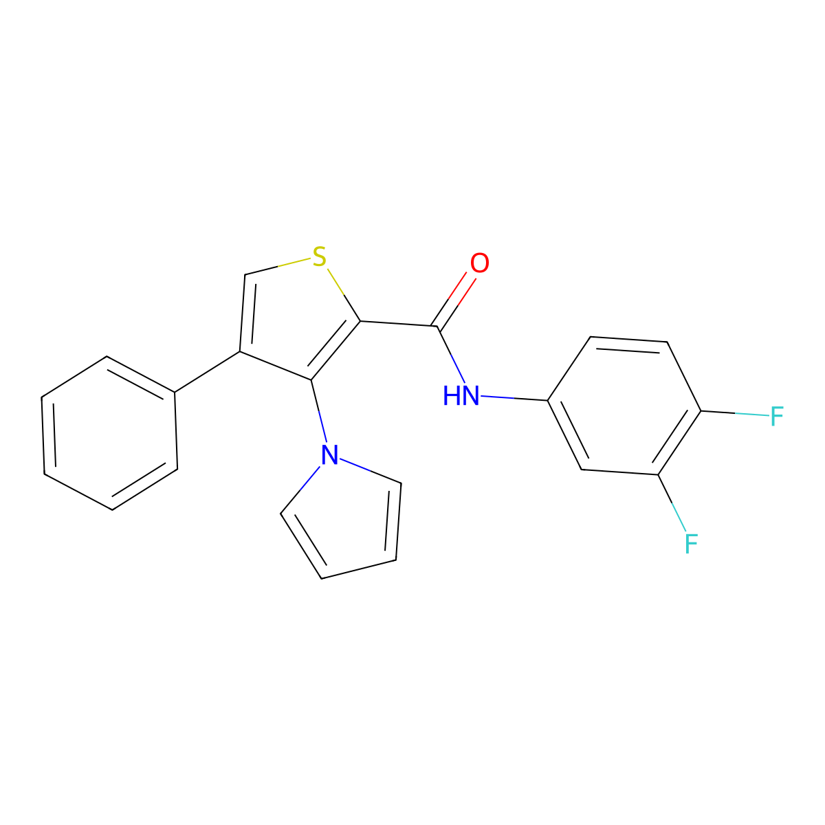 N-(3,4-difluorophenyl)-4-phenyl-3-(1H-pyrrol-1-yl)thiophene-2-carboxamide molecular structure, CAS 1357752-17-0