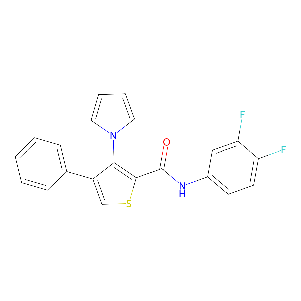 N-(3,4-difluorophenyl)-4-phenyl-3-(1H-pyrrol-1-yl)thiophene-2-carboxamide molecular structure, CAS 1357752-17-0
