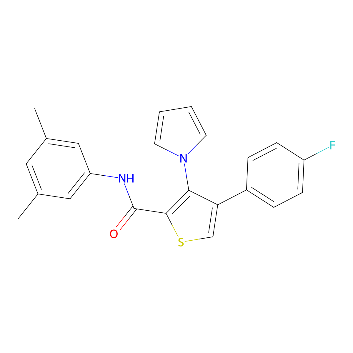 N-(3,5-dimethylphenyl)-4-(4-fluorophenyl)-3-(1H-pyrrol-1-yl)thiophene-2-carboxamide molecular structure, CAS 1357752-31-8