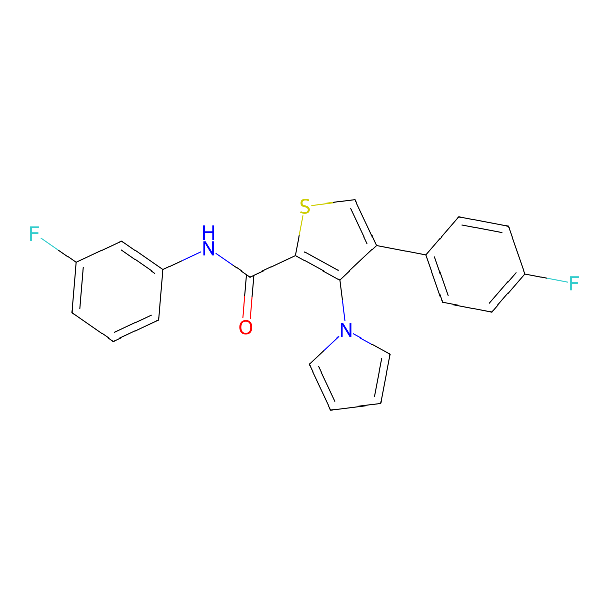 N-(3-fluorophenyl)-4-(4-fluorophenyl)-3-(1H-pyrrol-1-yl)thiophene-2-carboxamide molecular structure, CAS 1357752-37-4