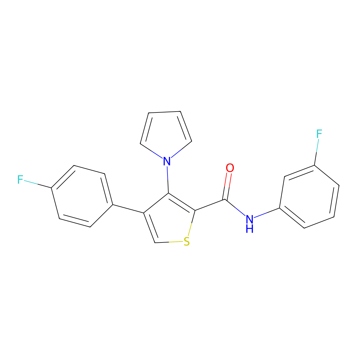 N-(3-fluorophenyl)-4-(4-fluorophenyl)-3-(1H-pyrrol-1-yl)thiophene-2-carboxamide molecular structure, CAS 1357752-37-4