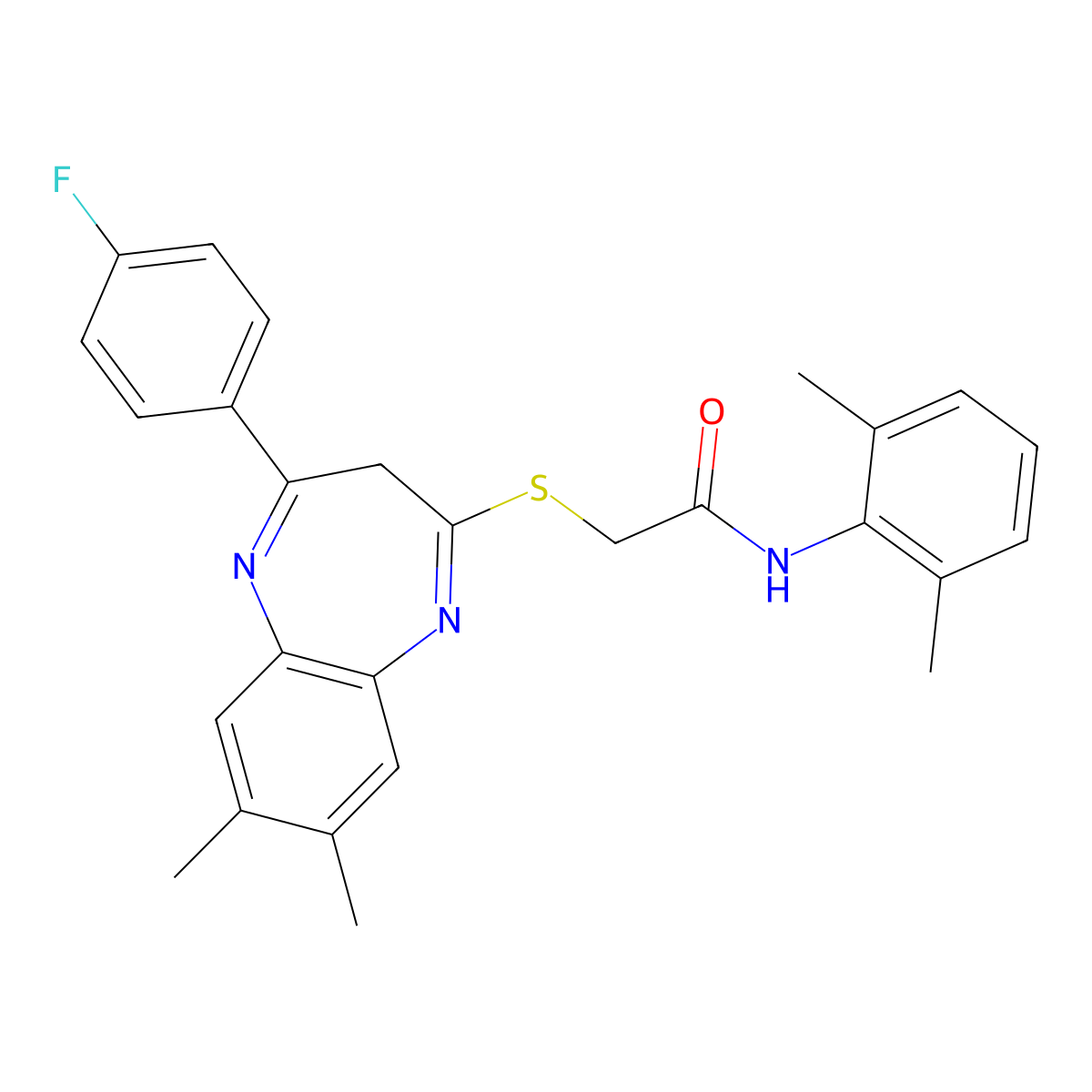 N-(2,6-Dimethylphenyl)-2-{[4-(4-fluorophenyl)-7,8-dimethyl-3H-1,5-benzodiazepin-2-YL]sulfanyl}acetamide molecular structure, CAS 1357757-10-8