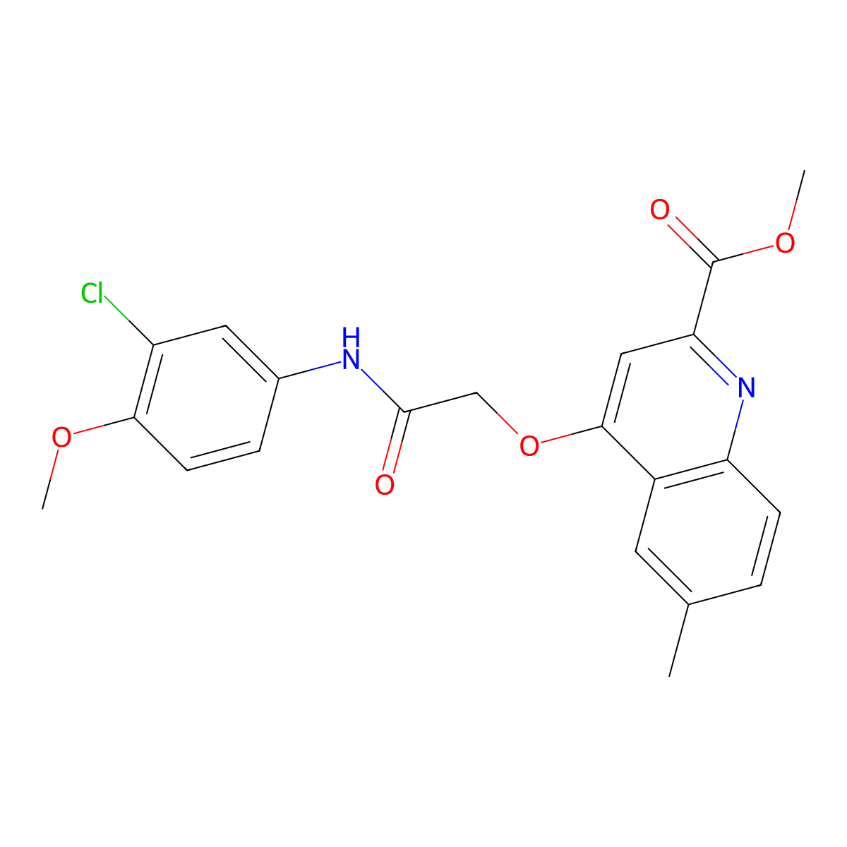 Methyl 4-{[(3-chloro-4-methoxyphenyl)carbamoyl]methoxy}-6-methylquinoline-2-carboxylate molecular structure, CAS 1357760-46-3