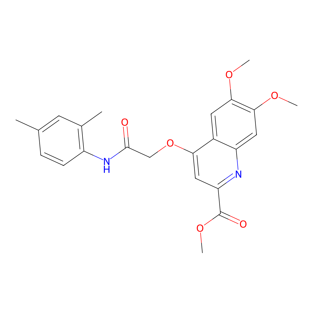 Methyl 4-(2-((2,4-dimethylphenyl)amino)-2-oxoethoxy)-6,7-dimethoxyquinoline-2-carboxylate molecular structure, CAS 1357761-02-4