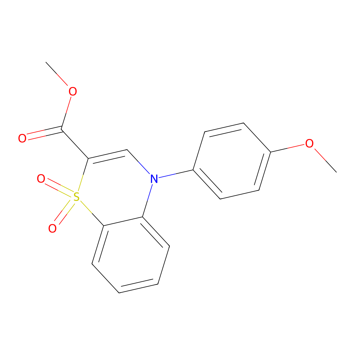 methyl 4-(4-methoxyphenyl)-4H-1,4-benzothiazine-2-carboxylate 1,1-dioxide molecular structure, CAS 1357775-99-5