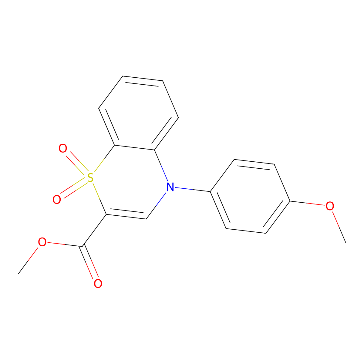 methyl 4-(4-methoxyphenyl)-4H-1,4-benzothiazine-2-carboxylate 1,1-dioxide molecular structure, CAS 1357775-99-5