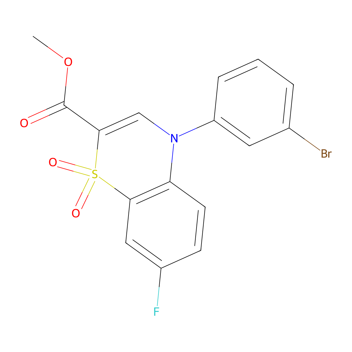 methyl 4-(3-bromophenyl)-7-fluoro-4H-1,4-benzothiazine-2-carboxylate 1,1-dioxide molecular structure, CAS 1357776-45-4
