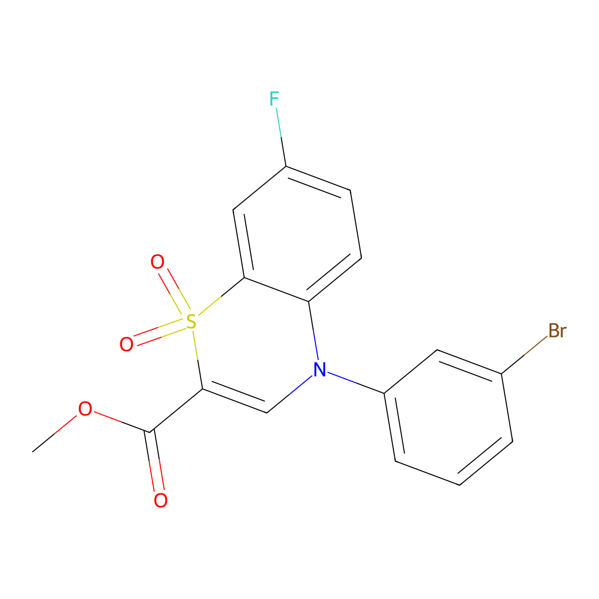 methyl 4-(3-bromophenyl)-7-fluoro-4H-1,4-benzothiazine-2-carboxylate 1,1-dioxide molecular structure, CAS 1357776-45-4