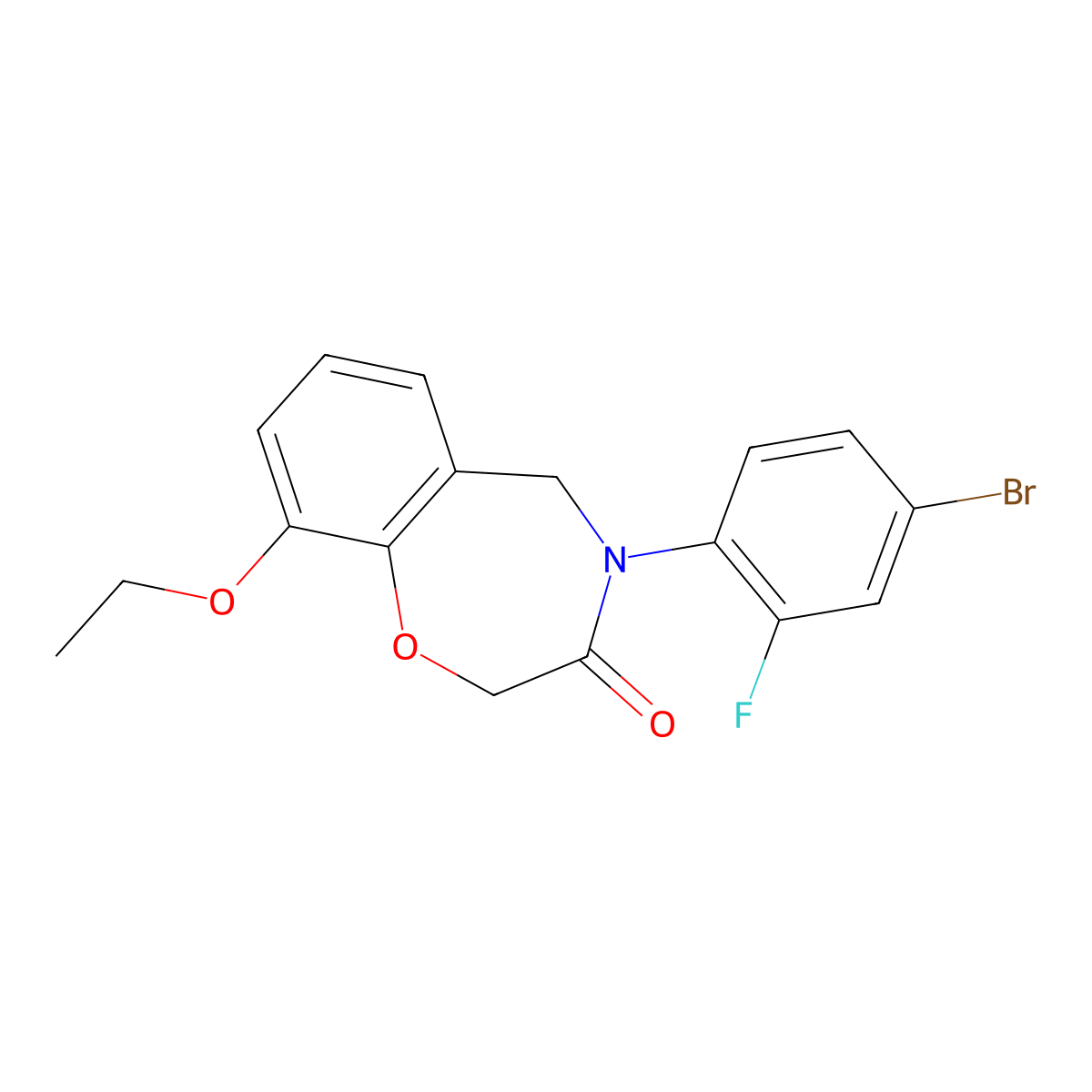4-(4-bromo-2-fluorophenyl)-9-ethoxy-4,5-dihydro-1,4-benzoxazepin-3(2H)-one molecular structure, CAS 1357778-87-0