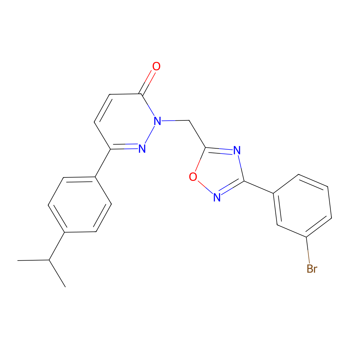 2-((3-(3-bromophenyl)-1,2,4-oxadiazol-5-yl)methyl)-6-(4-isopropylphenyl)pyridazin-3(2H)-one molecular structure, CAS 1357788-47-6