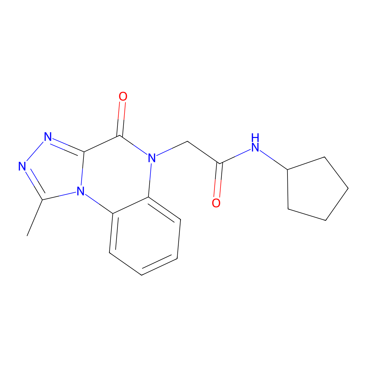 N-cyclopentyl-2-(1-methyl-4-oxo-[1,2,4]triazolo[4,3-a]quinoxalin-5(4H)-yl)acetamide molecular structure, CAS 1357797-22-8