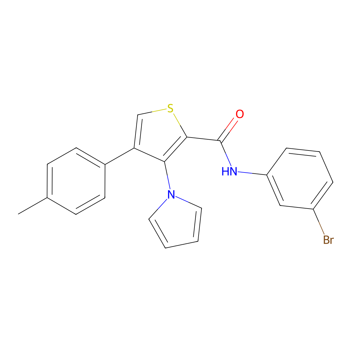 N-(3-bromophenyl)-4-(4-methylphenyl)-3-(1H-pyrrol-1-yl)thiophene-2-carboxamide molecular structure, CAS 1357798-51-6