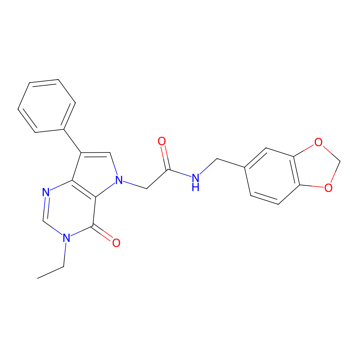 N-[(2H-1,3-Benzodioxol-5-YL)methyl]-2-{3-ethyl-4-oxo-7-phenyl-3H,4H,5H-pyrrolo[3,2-D]pyrimidin-5-YL}acetamide molecular structure, CAS 1357800-88-4