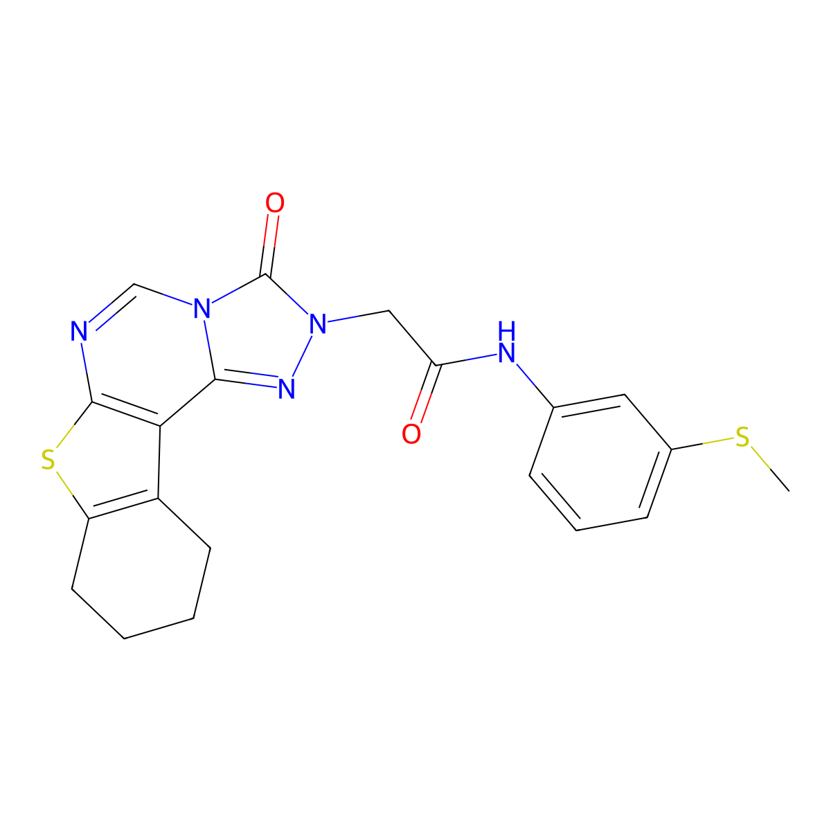 N-(3-(methylthio)phenyl)-2-(3-oxo-8,9,10,11-tetrahydrobenzo[4,5]thieno[3,2-e][1,2,4]triazolo[4,3-c]pyrimidin-2(3H)-yl)acetamide molecular structure, CAS 1357802-84-6