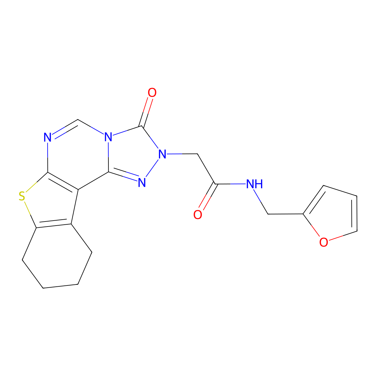 N-(2-furylmethyl)-2-(3-oxo-8,9,10,11-tetrahydro[1]benzothieno[3,2-e][1,2,4]triazolo[4,3-c]pyrimidin-2(3H)-yl)acetamide molecular structure, CAS 1357803-06-5