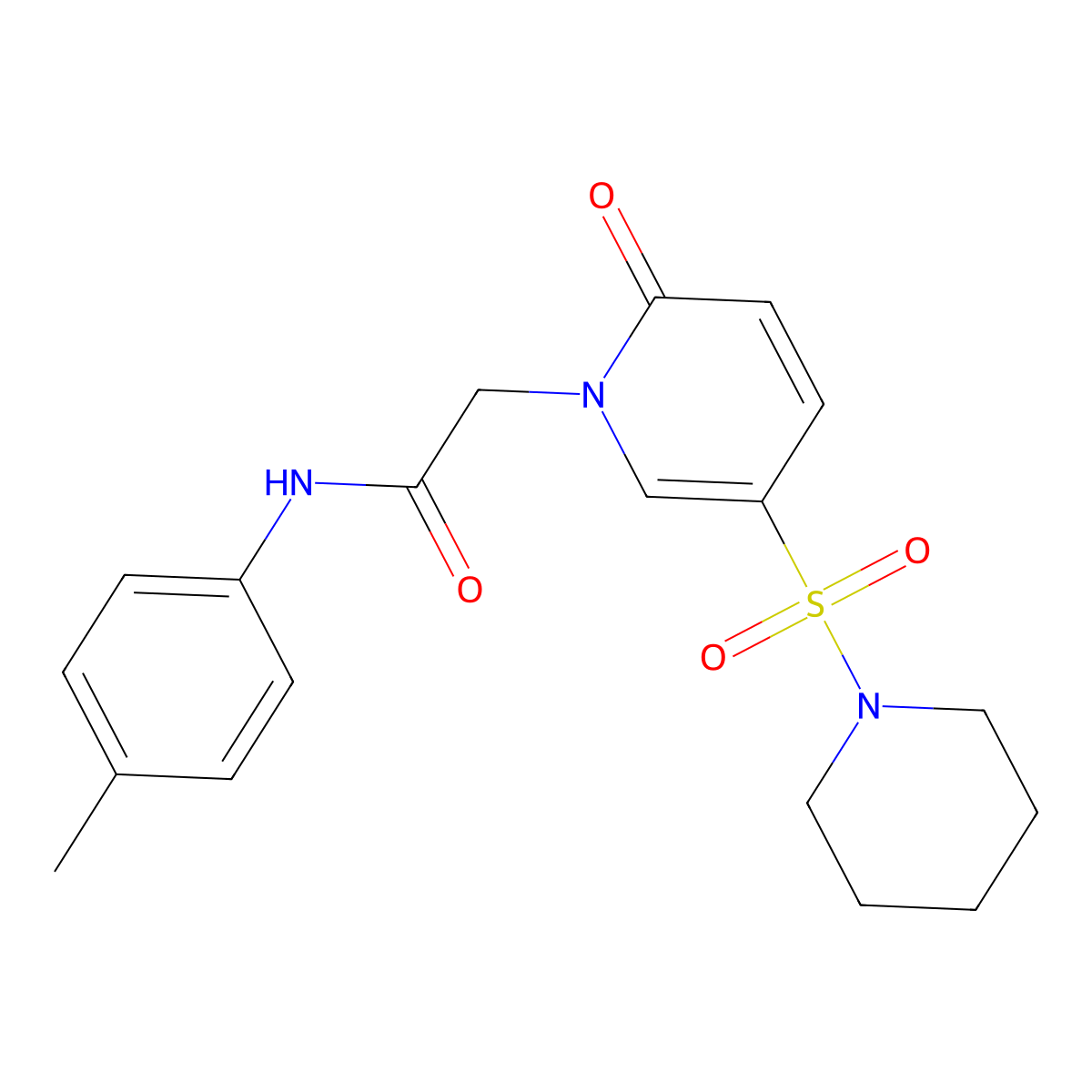 N-(4-methylphenyl)-2-[2-oxo-5-(piperidine-1-sulfonyl)-1,2-dihydropyridin-1-yl]acetamide molecular structure, CAS 1357805-30-1