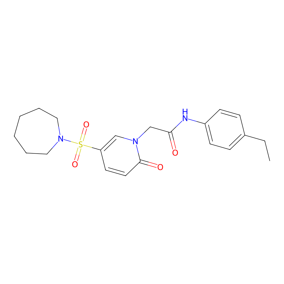 2-[5-(azepane-1-sulfonyl)-2-oxo-1,2-dihydropyridin-1-yl]-N-(4-ethylphenyl)acetamide molecular structure, CAS 1357805-46-9