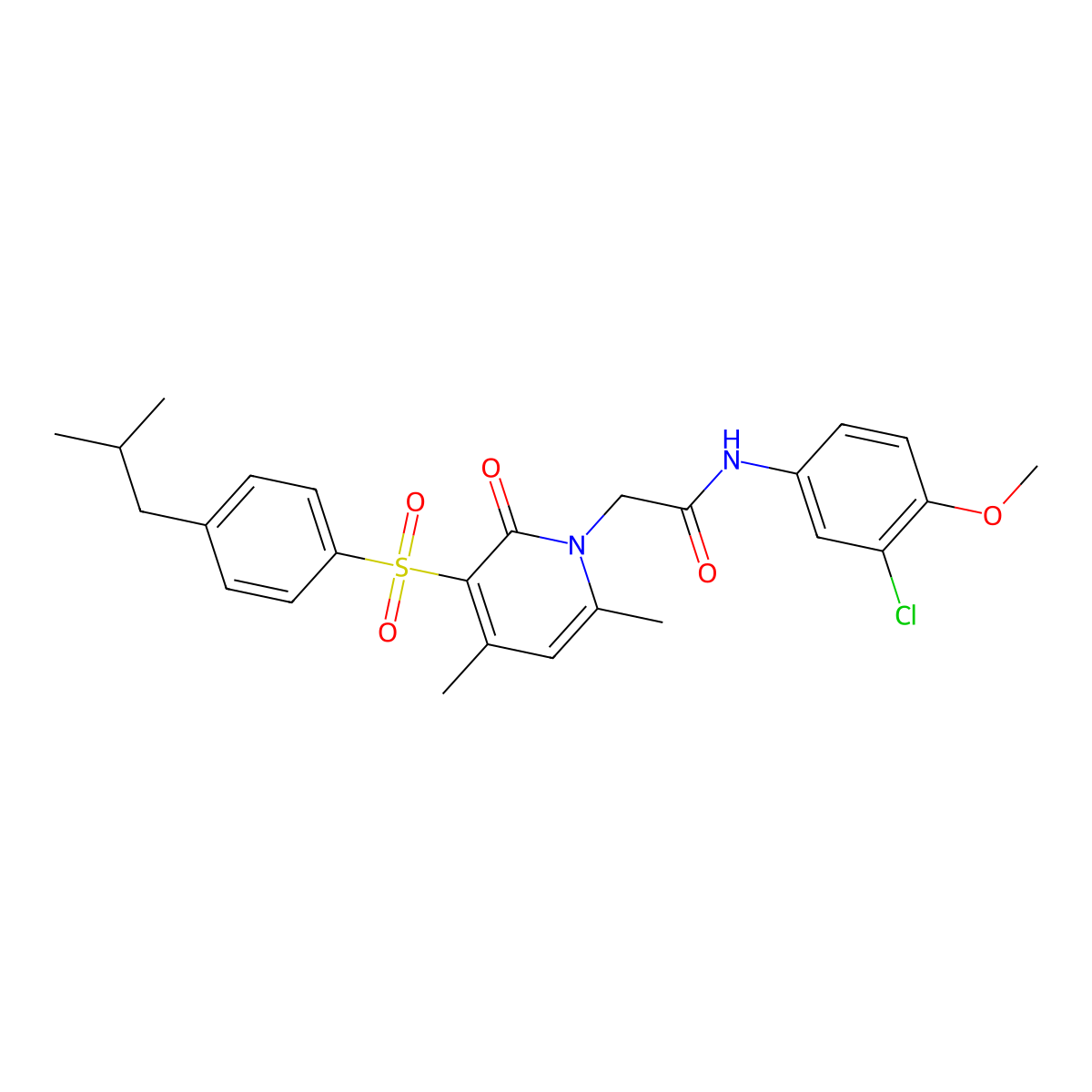 N-(3-chloro-4-methoxyphenyl)-2-(3-((4-isobutylphenyl)sulfonyl)-4,6-dimethyl-2-oxopyridin-1(2H)-yl)acetamide molecular structure, CAS 1357813-80-9