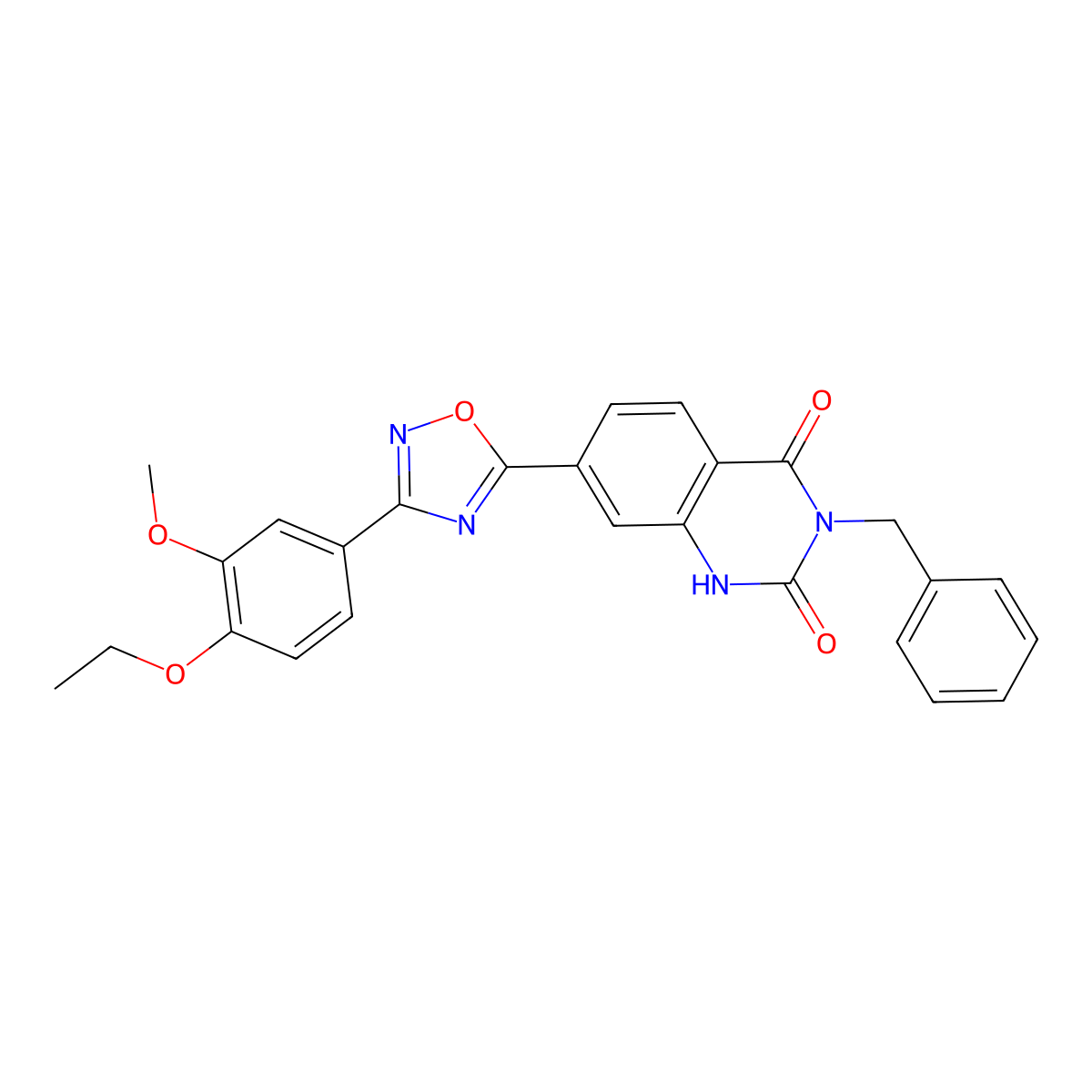 3-benzyl-7-(3-(4-ethoxy-3-methoxyphenyl)-1,2,4-oxadiazol-5-yl)quinazoline-2,4(1H,3H)-dione molecular structure, CAS 1357817-44-7