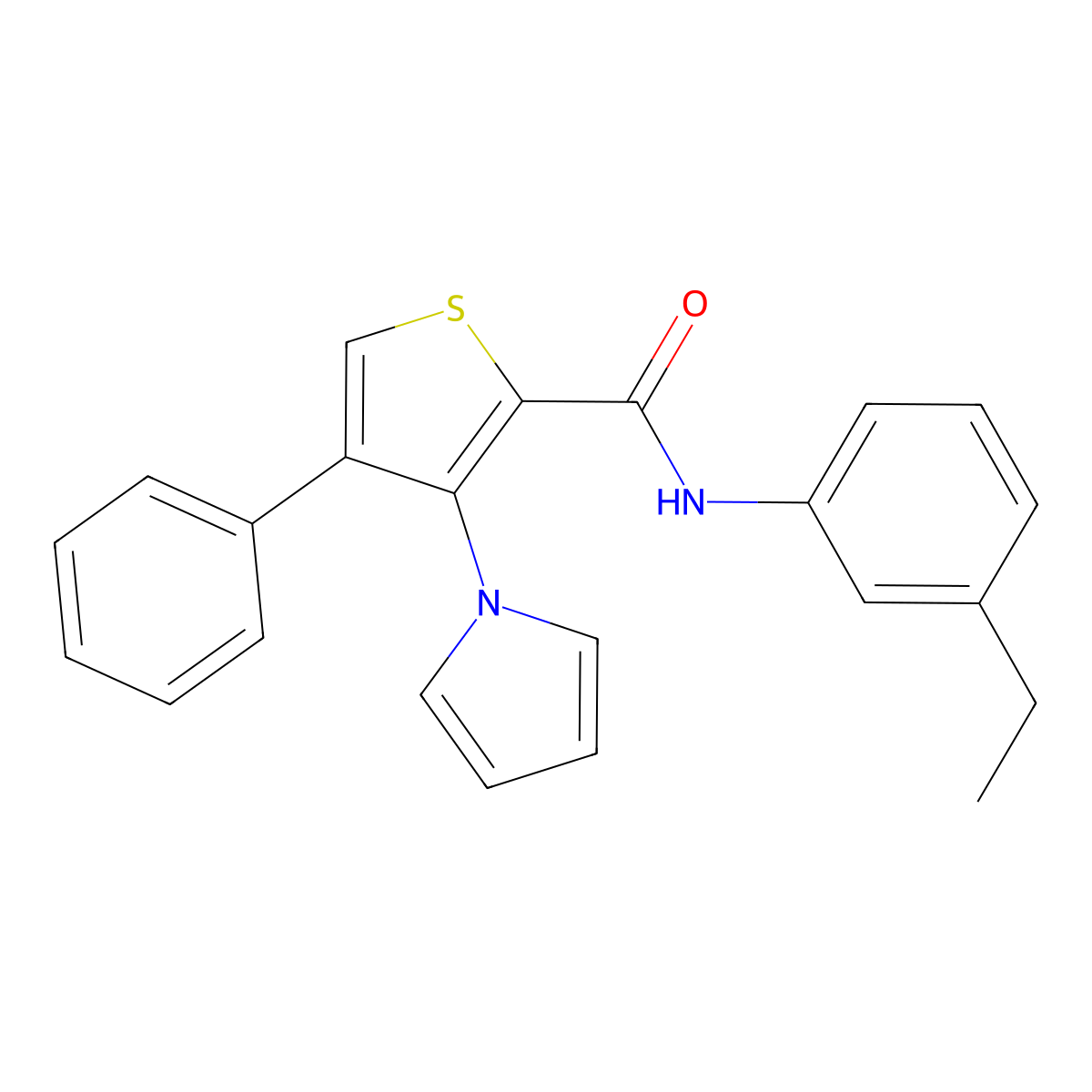N-(3-ethylphenyl)-4-phenyl-3-(1H-pyrrol-1-yl)thiophene-2-carboxamide molecular structure, CAS 1357818-02-0
