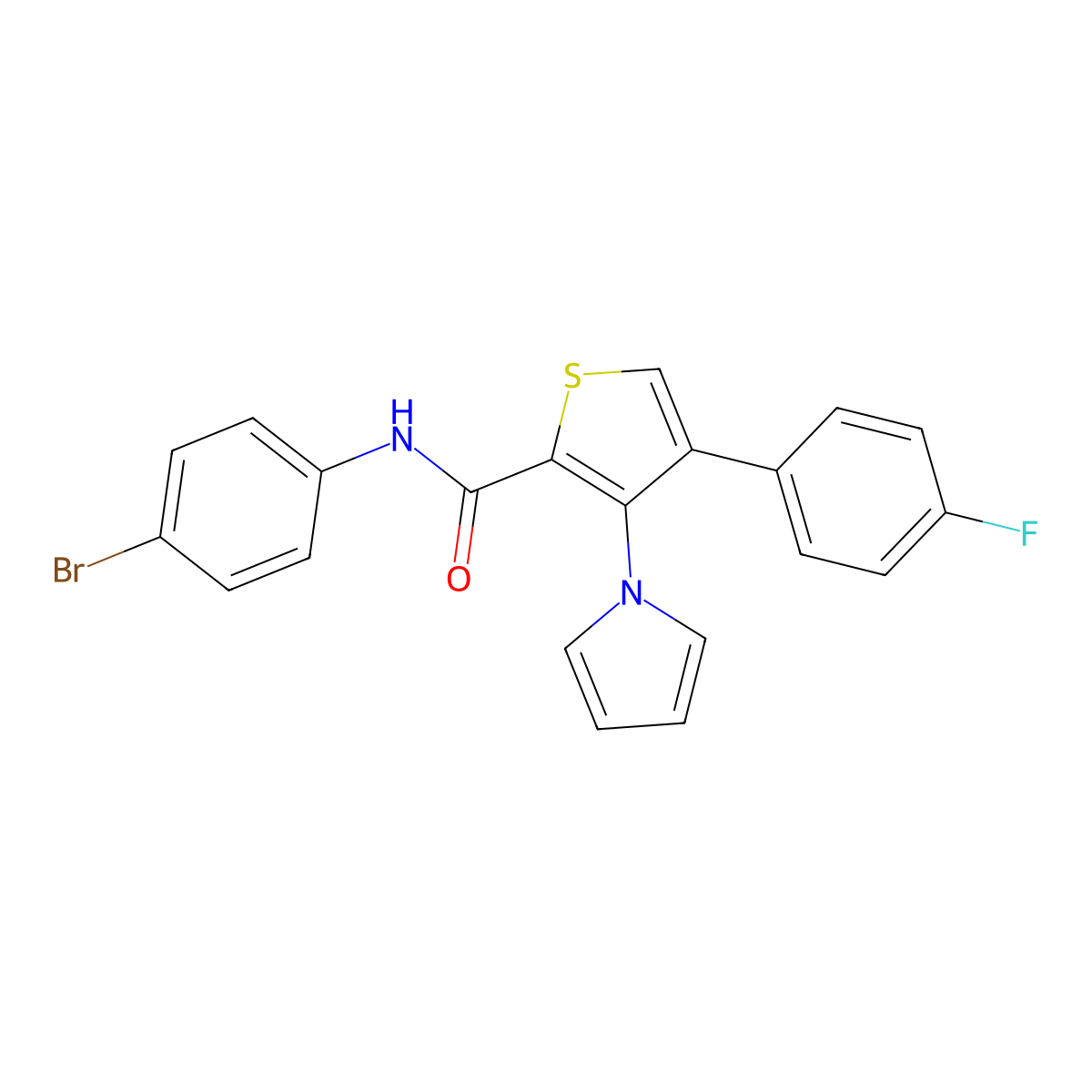 N-(4-bromophenyl)-4-(4-fluorophenyl)-3-(1H-pyrrol-1-yl)thiophene-2-carboxamide molecular structure, CAS 1357818-35-9