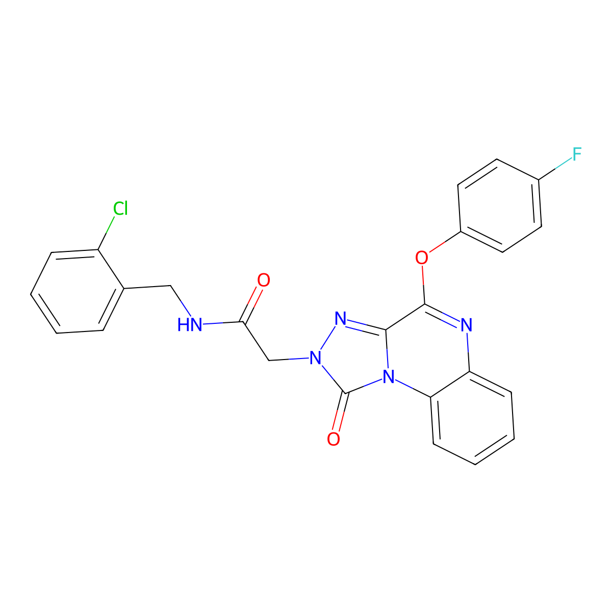 N-(2-chlorobenzyl)-2-(4-(4-fluorophenoxy)-1-oxo-[1,2,4]triazolo[4,3-a]quinoxalin-2(1H)-yl)acetamide molecular structure, CAS 1357821-59-0