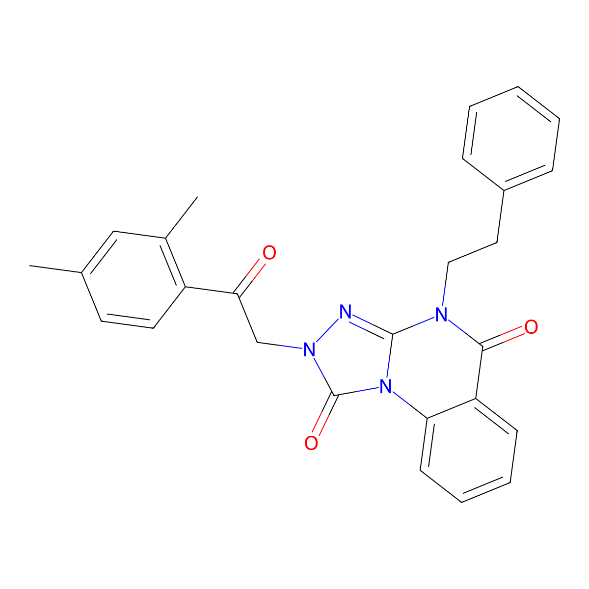2-(2-(2,4-dimethylphenyl)-2-oxoethyl)-4-phenethyl-[1,2,4]triazolo[4,3-a]quinazoline-1,5(2H,4H)-dione molecular structure, CAS 1357823-44-9